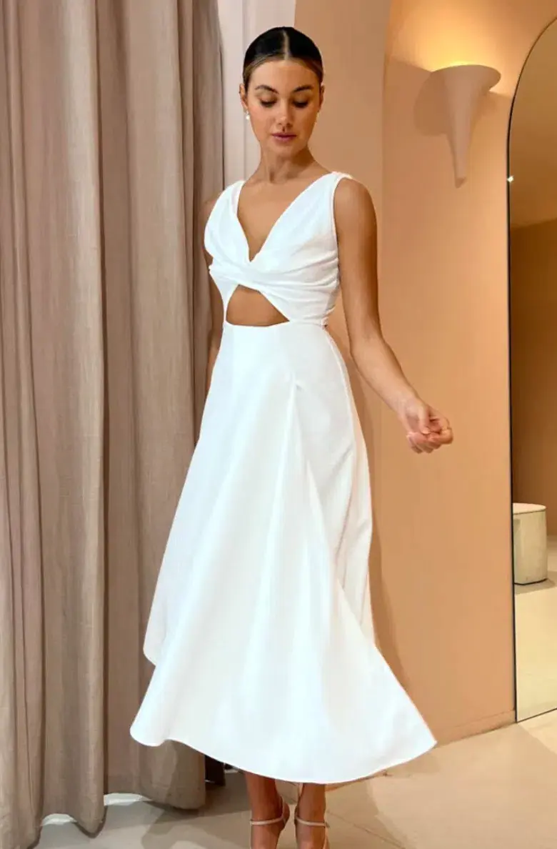 One Fell Swoop Marni Midi Dress in Pulsar White Size 10 for rent on The Volte - main image