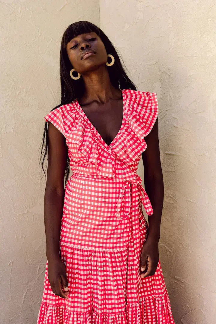 Bird and Kite Juni Wrap Dress Calypso Gingham Size XL / Au 14 - Image 2