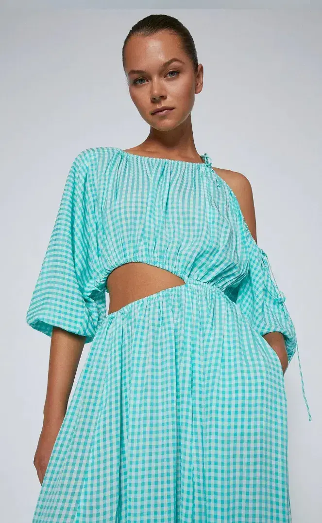Scanlan Theodore Gingham Drawstring Dress Mint Size 8 / S for rent on The Volte - main image