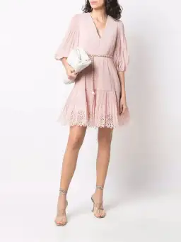 Zimmermann Pleated Mini Dress Pink Size 0 / Au 8 for rent on The Volte - image 1
