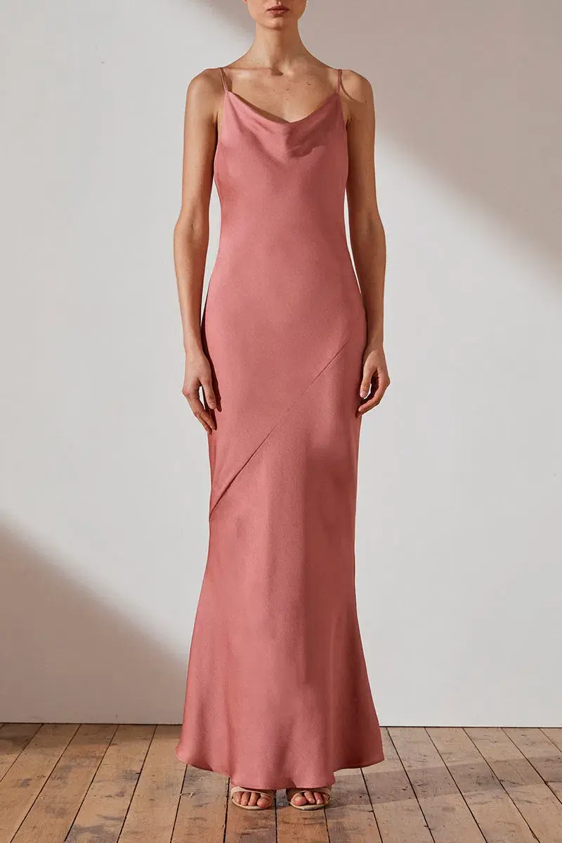 Shona Joy Luxe Bias Cowl Slip Dress Rose Size 10 for rent on The Volte - main image