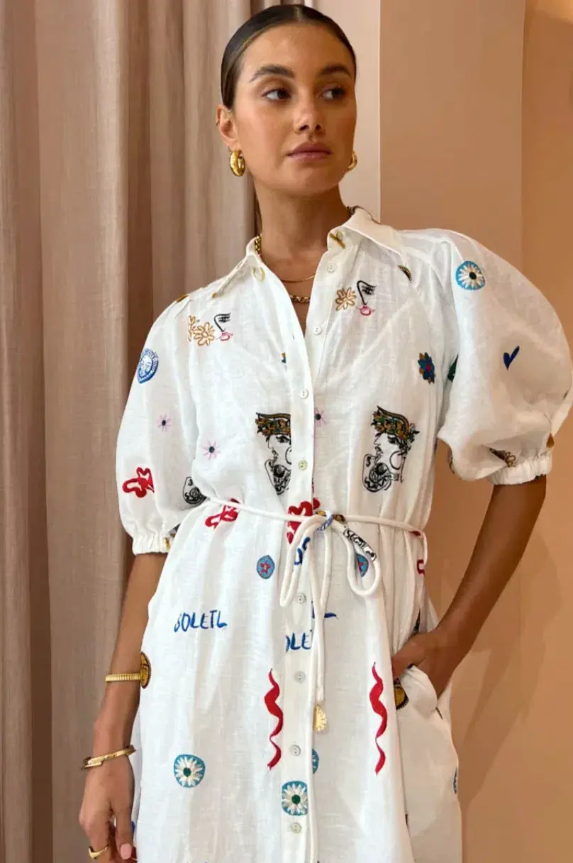 Alemais Soleil Embroidery Dress Print Size 10 for rent on The Volte - main image