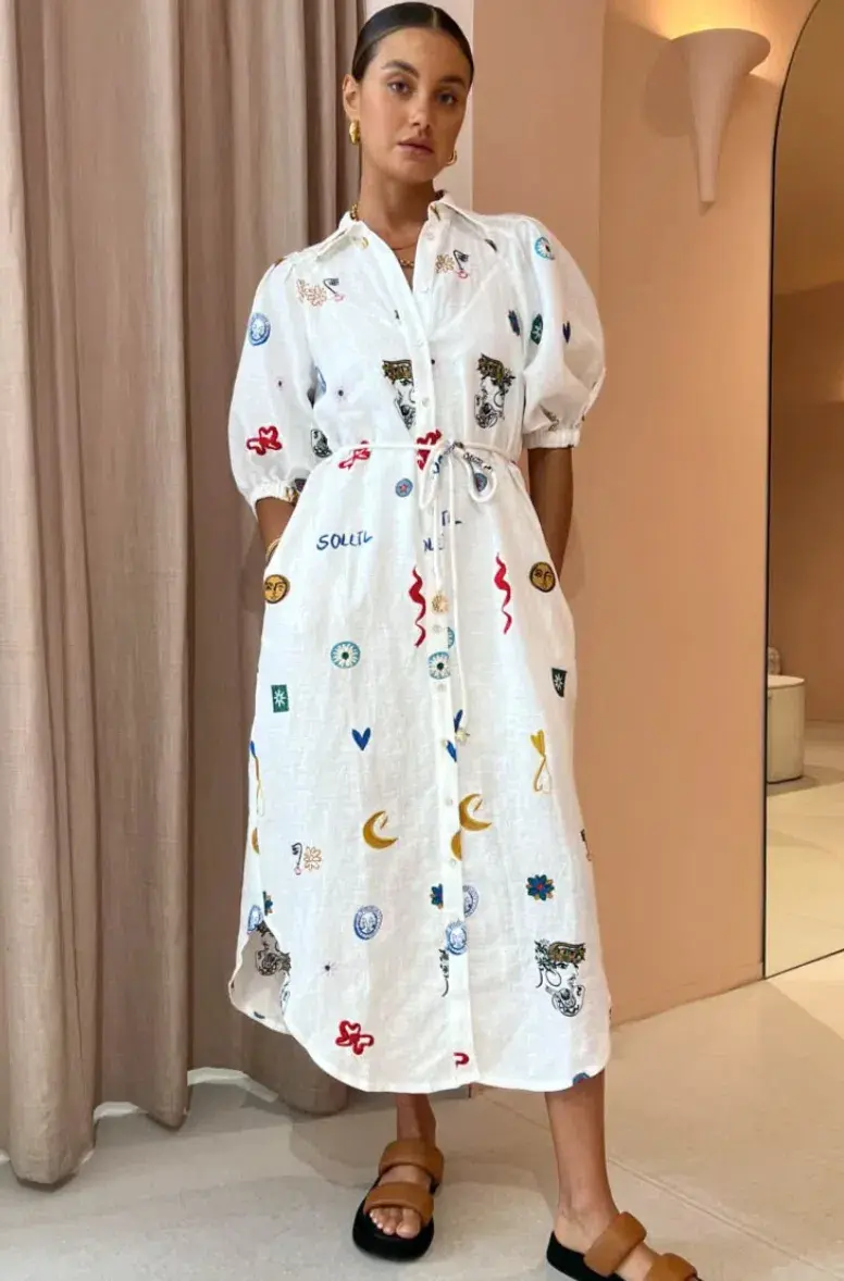 Alemais Soleil Embroidery Dress Print Size 10 for rent on The Volte - main image