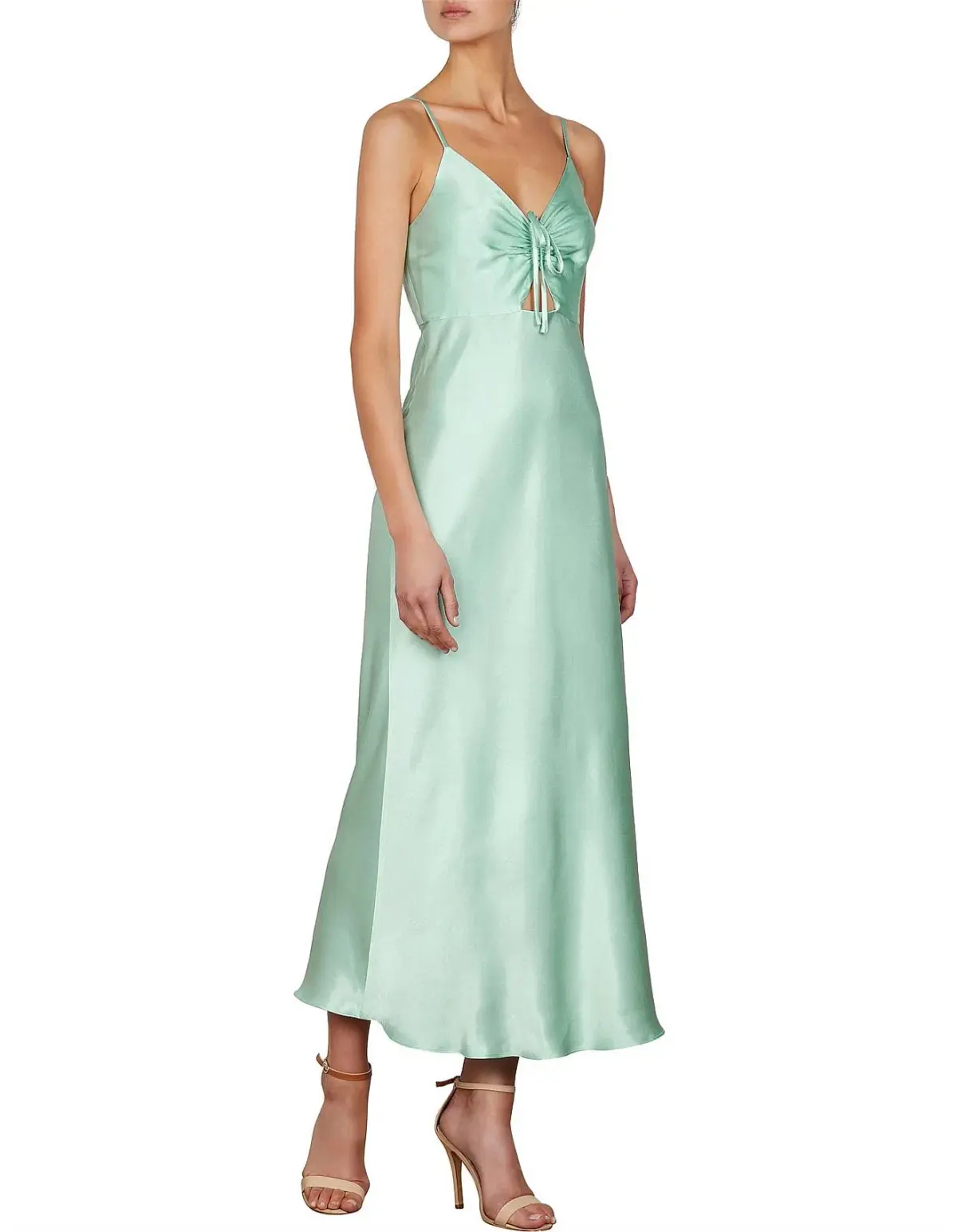 Shona Joy Jefferson Ruched Bias Midi Dress Mint Size 6 - Image 2