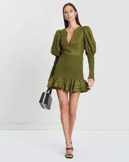 Joslin Studio Morgan Linen Mini Dress Camo Size 10 for rent on The Volte - image 1