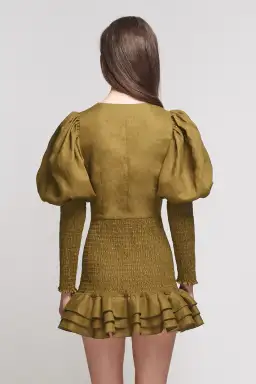 Joslin Studio Morgan Linen Mini Dress Camo Size 10 for rent on The Volte - image 3