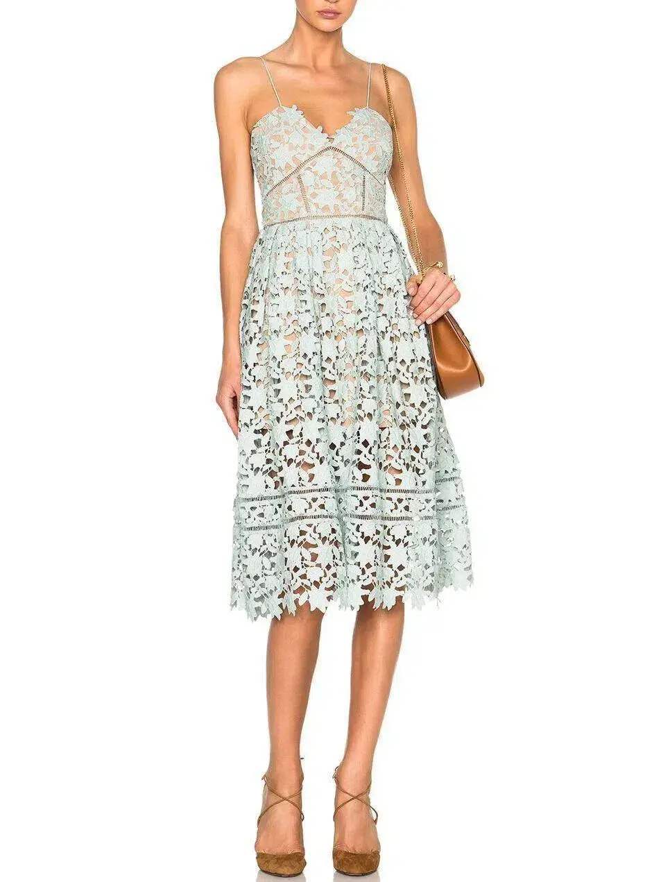 Self Portrait Azalea Midi Dress Mint Size 14 for rent on The Volte - main image