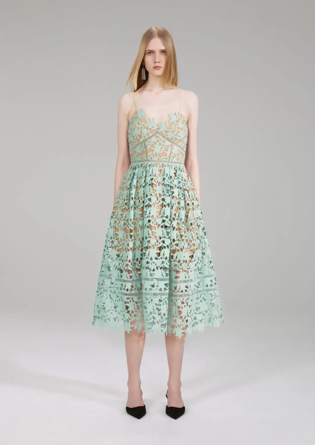 Self Portrait Azalea Midi Dress Mint Size 14 for rent on The Volte - main image