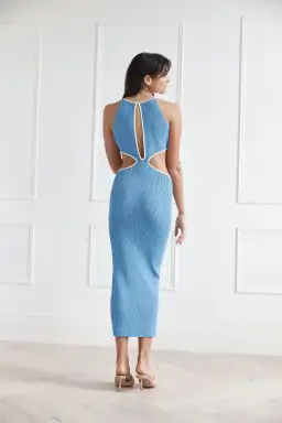 San Sloane Adrian Rib Midi Dress Blue Size 6 for rent on The Volte - image 3