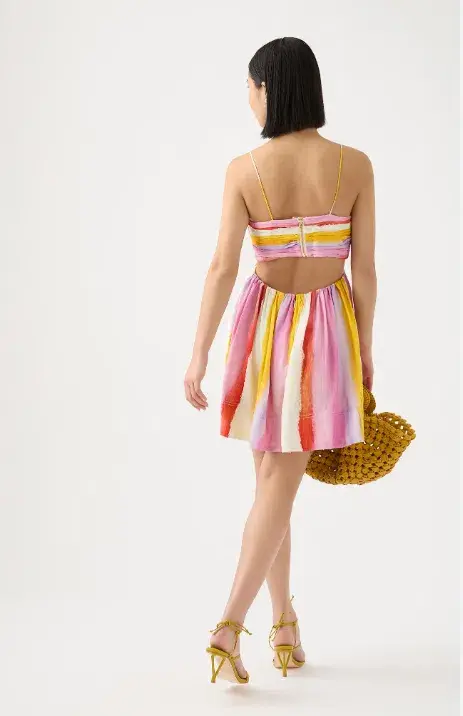 Aje Liza Ruched Baby Doll Dress Multi Size 10 for rent on The Volte - main image