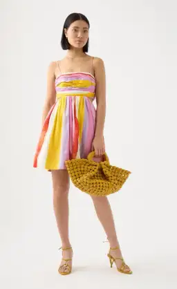 Aje Liza Ruched Baby Doll Dress Multi Size 10 for rent on The Volte - image 1