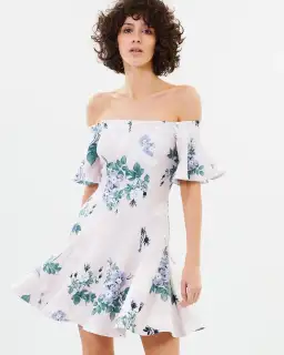 Lover Off Shoulder Mini Dress Floral Size 10 for rent on The Volte - image 1