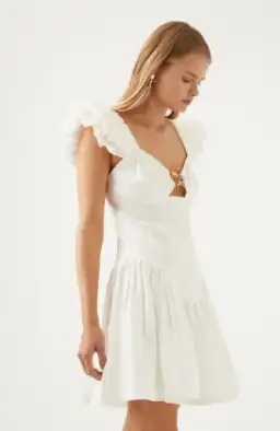 Aje Simone Frill Sleeve Mini Dress Ivory Size 6 / XS for rent on The Volte - image 2