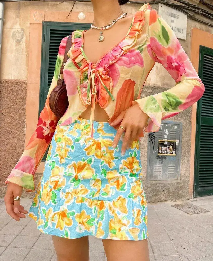 With Jean Fifi Blouse in Petunia Size L/AU 12 for rent on The Volte - main image