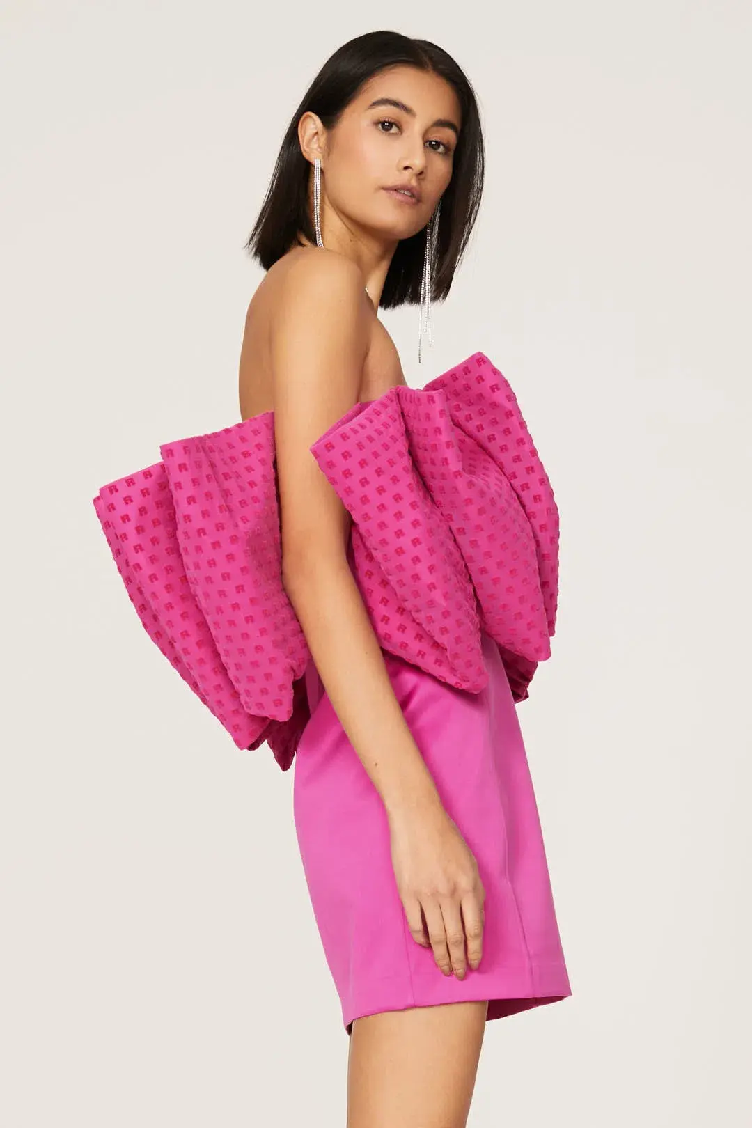 Rotate By Birger Christensen Natalie Bow Dress Pink Size 10 for rent on The Volte - main image