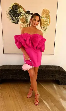 Rotate By Birger Christensen Natalie Bow Dress Pink Size 10 for rent on The Volte - image 5