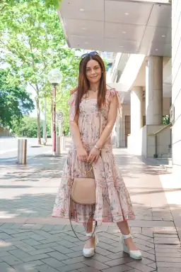 Zimmermann Moonshine Tie Shoulder Dress Cream Floral Size 6 for rent on The Volte - image 2