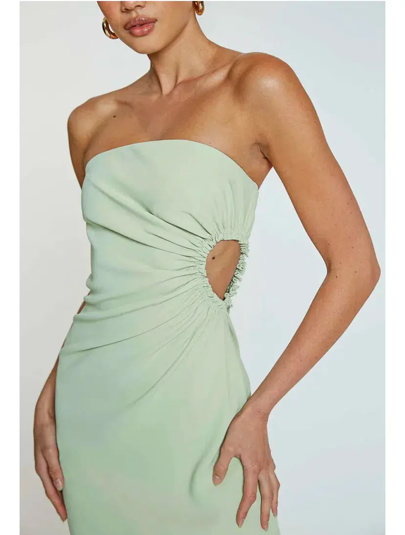 By Johnny Selena Strapless Midi Dress Avocado Green Size 8 / S for rent on The Volte - main image