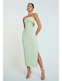By Johnny Selena Strapless Midi Dress Avocado Green Size 8 / S for rent on The Volte - image 1