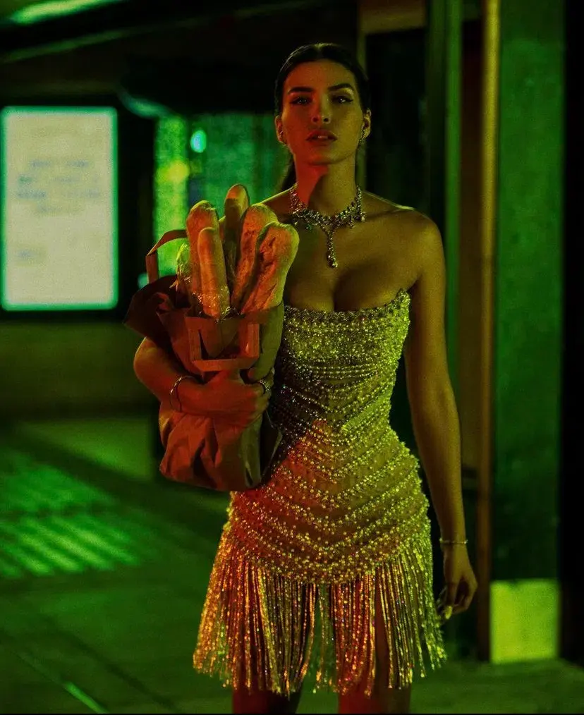 Albina Dyla Wild Corset Short Dress Silver/Nude Size 6 for rent on The Volte - main image