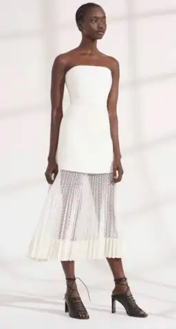 Dion Lee Net Pleat Strapless Dress White Size 8