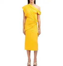 Acler Karline Midi Dress Citrus Yellow Size AU 10