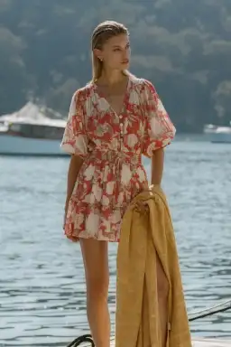 Kivari Helena Cotton Mini Dress Print Size 12