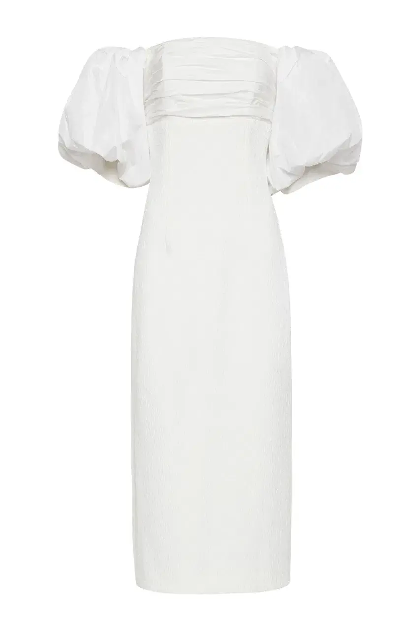 Rebecca Vallance Genevieve Puff Sleeve Dress White Size 12 for rent on The Volte - main image