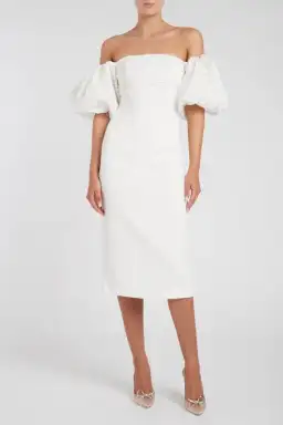 Rebecca Vallance Genevieve Puff Sleeve Dress White Size 12 for rent on The Volte - image 1