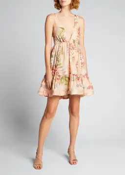 Zimmermann Candescent Plunge Neck Mini Dress Floral Size 2 /Au 12 for rent on The Volte - image 1