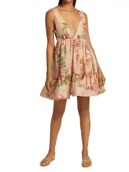 Zimmermann Candescent Plunge Neck Mini Dress Floral Size 2 /Au 12 for rent on The Volte - image 2