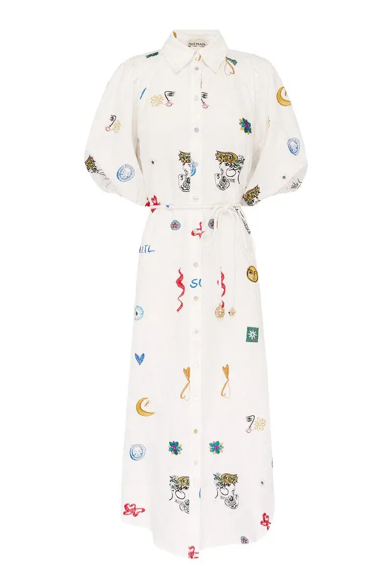 Alemais Soleil Embroidered Shirt Dress Print Size 10 - Image 4