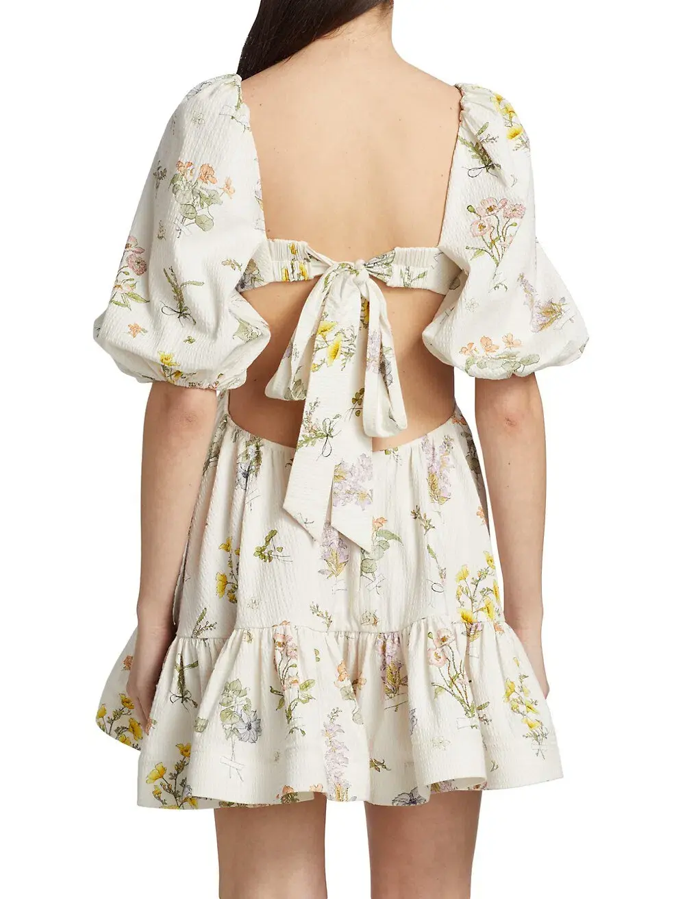 Zimmerman Jeannie Puff Sleeve Mini Dress Floral Size 1/Au 8 for rent on The Volte - main image