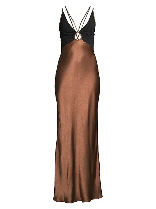 Bec & Bridge Kehlani V Neck Dress Brown Size 10 for rent on The Volte - main image