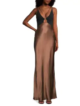 Bec & Bridge Kehlani V Neck Dress Brown Size 10 for rent on The Volte - image 1