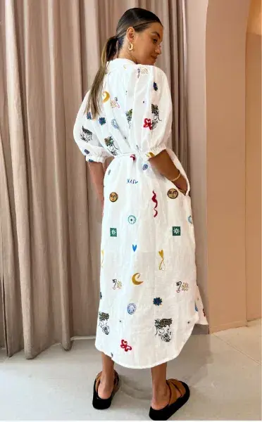 Alemais Soleil Embroidered Shirtdress In Ivory Size 10 for rent on The Volte - main image