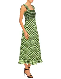 Ganni Seersucker Check Long Dress Print Size 10 for rent on The Volte - image 2