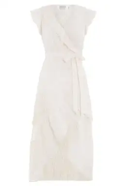 Zimmermann Polka Dot Plissé Wrap Midi Dress Off White Size 6 for rent on The Volte - image 2
