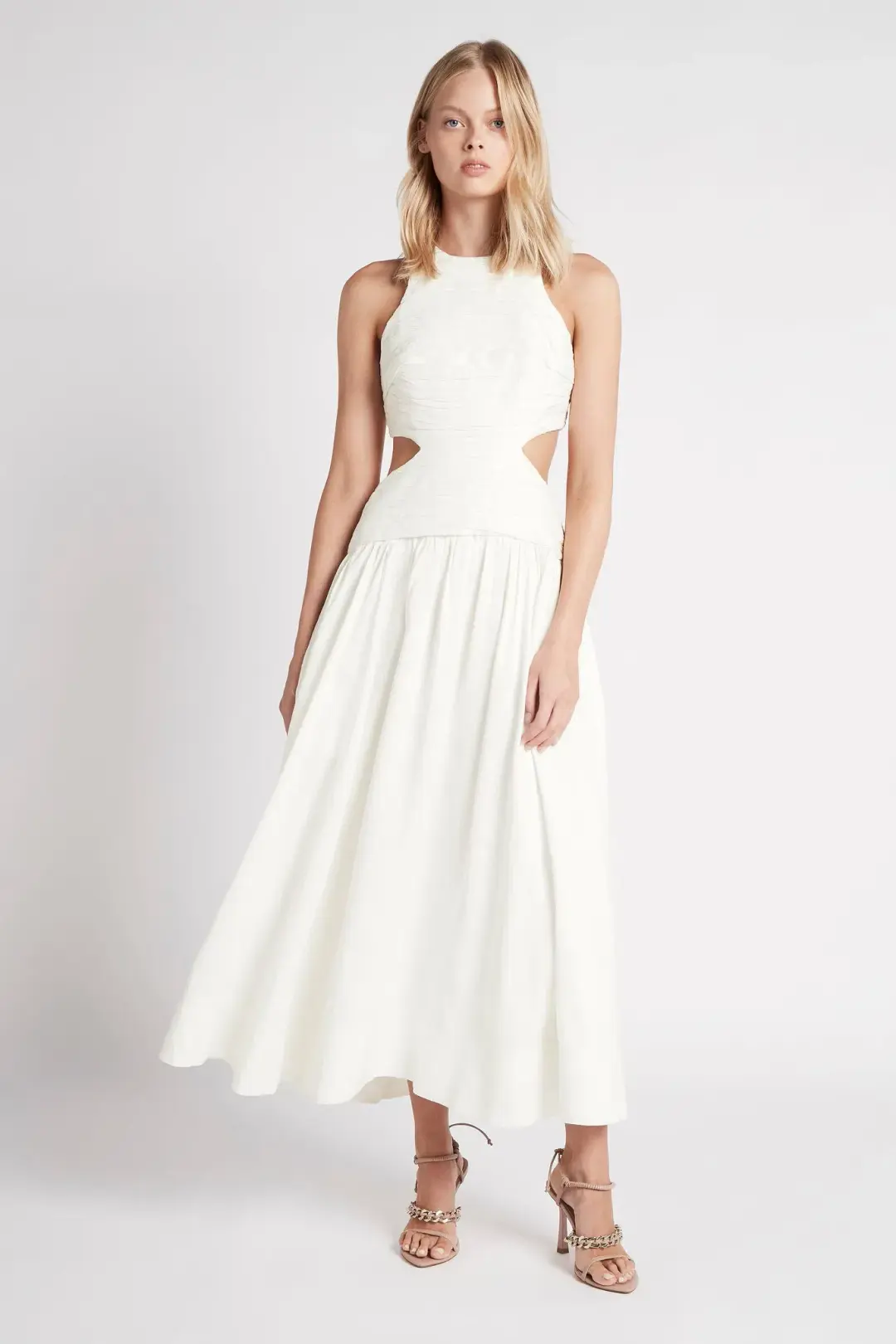 AJE Introspect Cut Out Midi Dress White Size 6 for rent on The Volte - main image