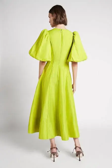 Aje Dusk Puff Sleeve Midi Dress Size 12 for rent on The Volte - main image