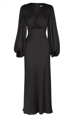 Shona Joy Luxe Twist Front Balloon Sleeve Midi Dress Black Size 6 / XS for rent on The Volte - image 4