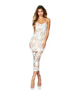 Nookie Enchant Midi Dress in White/Nude
Size XS / Au 4-6