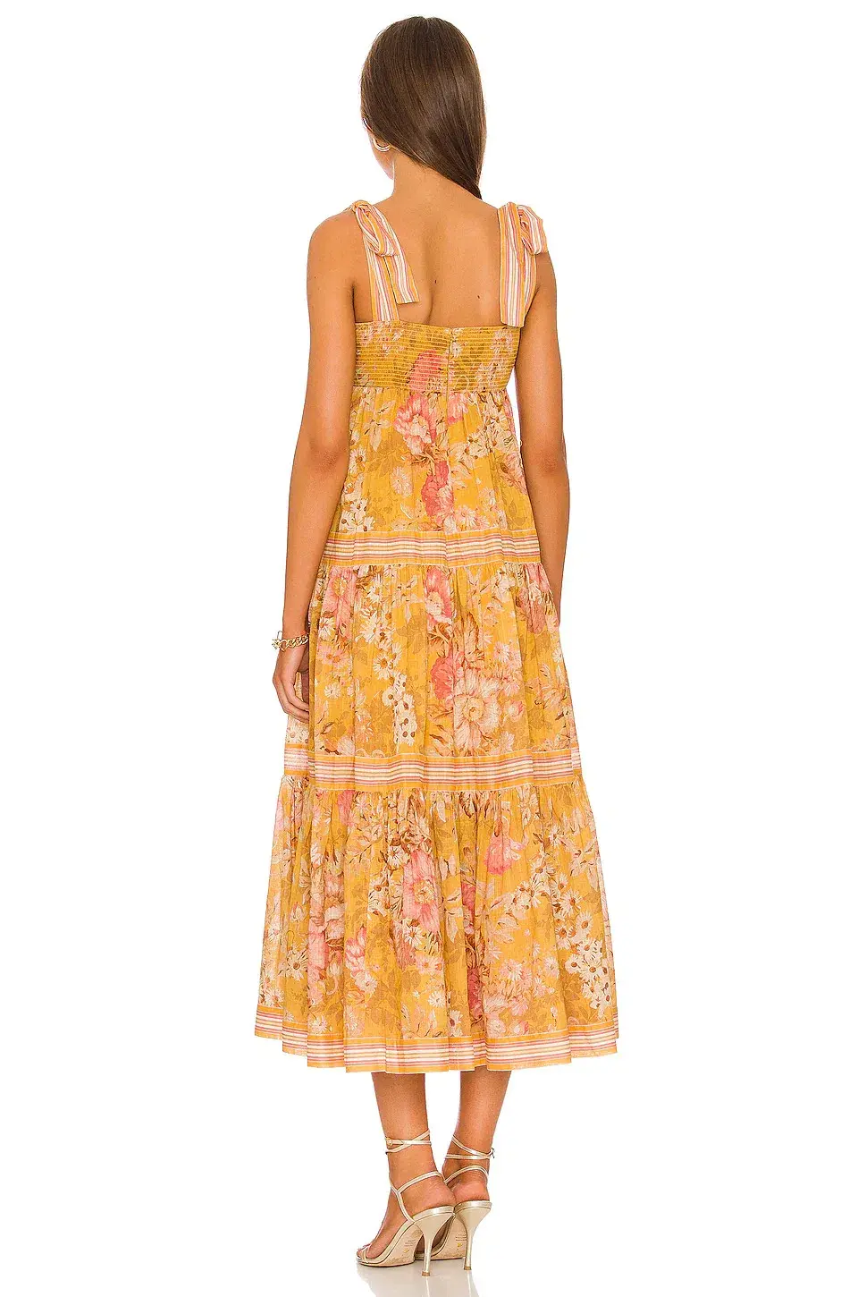 Zimmermann Pattie Tie Shoulder Midi Dress Floral Size 0 / Au 8 for rent on The Volte - main image