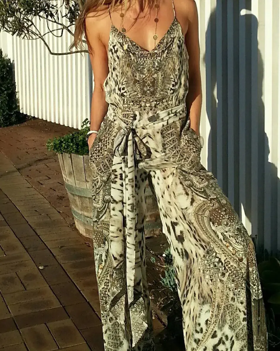 Camila Enspiritu Wide Leg Jumpsuit - Print Gold Size 1 / AU 8 for rent on The Volte - main image