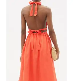 Zimmermann Shelly Halterneck Midi Dress Papaya Orange Size AU 6 for rent on The Volte - image 3