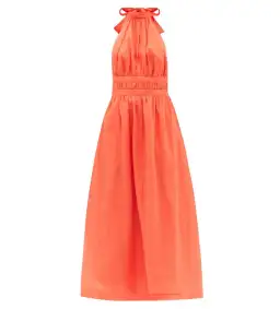 Zimmermann Shelly Halterneck Midi Dress Papaya Orange Size AU 6 for rent on The Volte - image 4