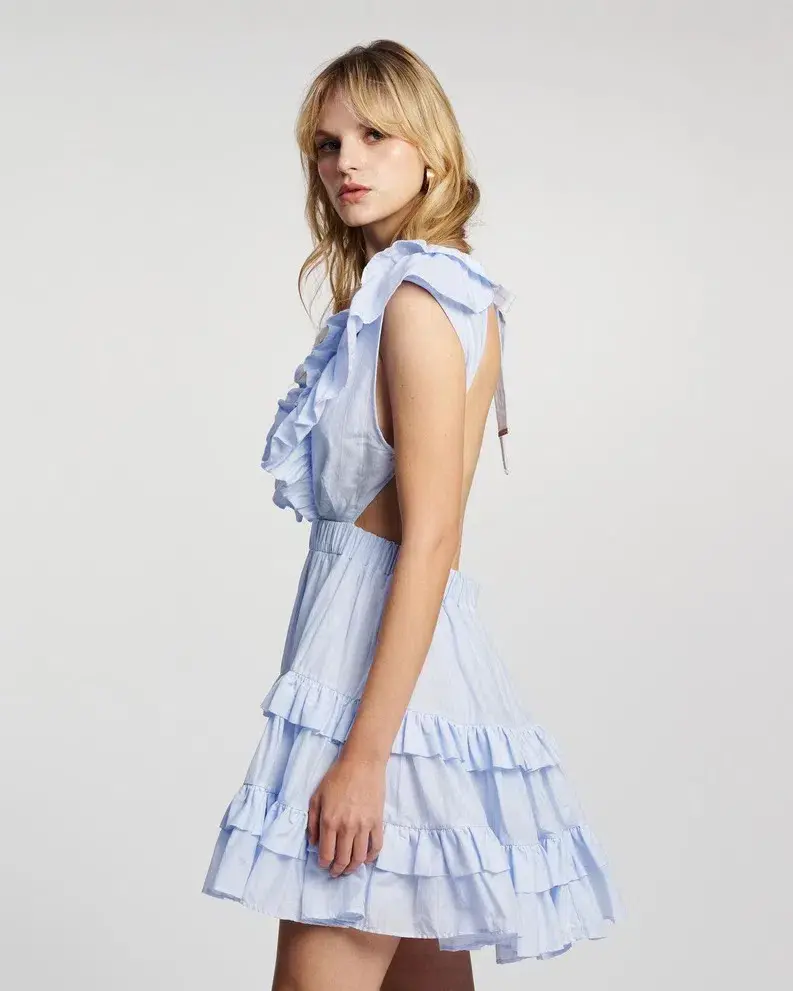 Magali Pascal Botanic Mini Dress Hydrangea Blue Size M for rent on The Volte - main image