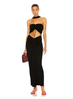 Christopher Esber Reversed Halter Disconnect Ruched Dress Black Size 8 for rent on The Volte - image 1