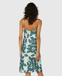 Gorman Slinky Slip Dress Midi Turquoise Snakes Print Size 10 for rent on The Volte - image 4