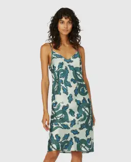 Gorman Slinky Slip Dress Midi Turquoise Snakes Print Size 10 for rent on The Volte - image 2